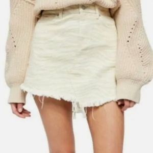 NWOT Free People We The Free Women Cream Zebra Zinc Combo Denim Mini Ski…